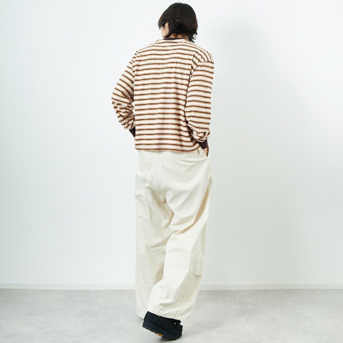 Name. [ネーム] ギザコットンギャバジン ベンチレーションレイヤードパンツ [NMPT-030] IVORY &&モデル身長：179cm 着用サイズ：1&&