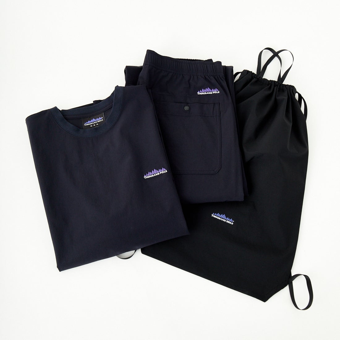 THOUSAND MILE [サウザンド マイル] ショートスリーブTシャツ&パンツ 3Pセットアップ [TM251NP00011] NAVY