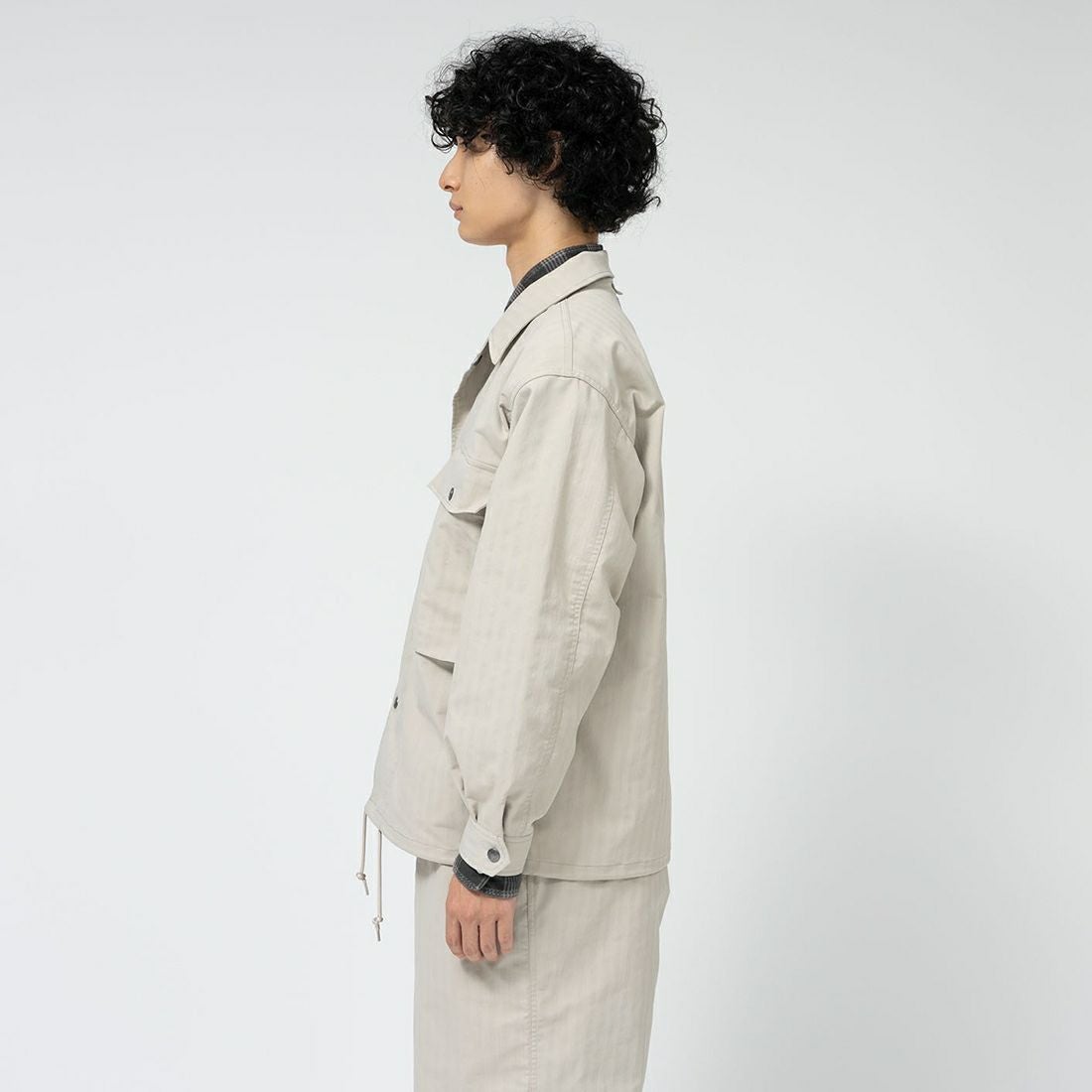 THE NORTH FACE PURPLE LABEL [ザ ノースフェイス パープルレーベル] ヘリンボーンフィールドジャケット [N25SA034] LB L BEIG &&モデル身長：180cm 着用サイズ：M&&