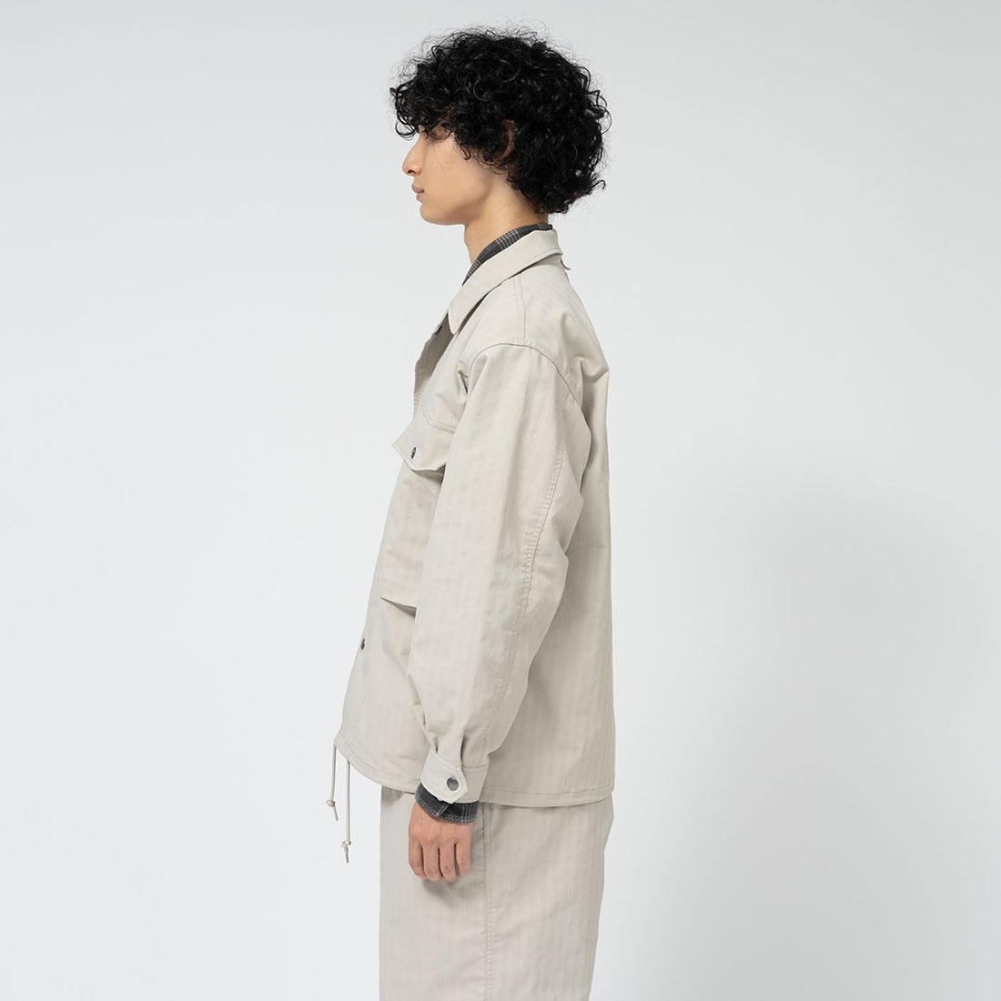 THE NORTH FACE PURPLE LABEL [ザ ノースフェイス パープルレーベル] ヘリンボーンフィールドジャケット [N25SA034] LB L BEIG &&モデル身長：180cm 着用サイズ：M&&