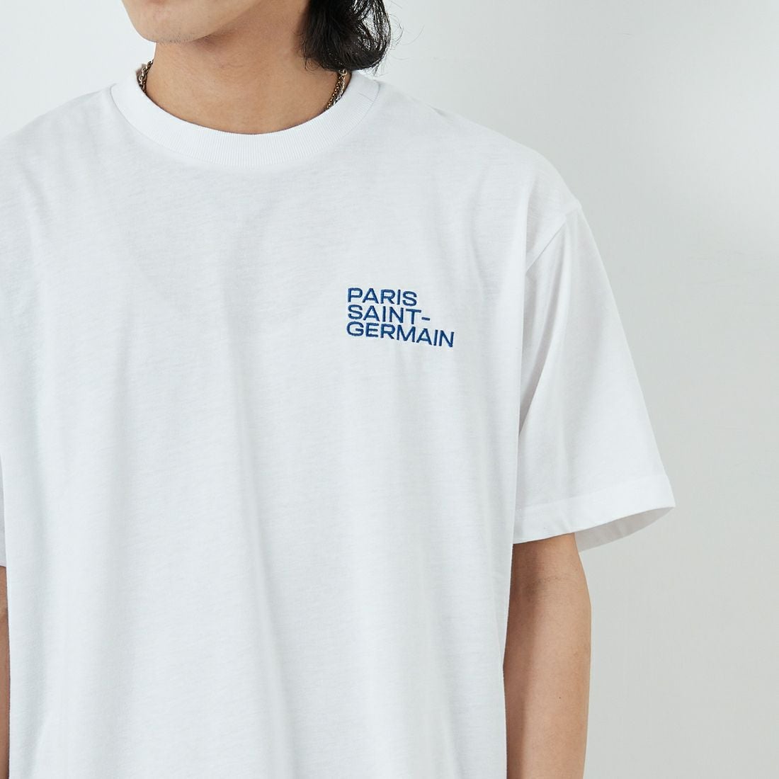 PARIS SAINT-GERMAN [パリ・サンジェルマン] PSGロゴ バックプリントTシャツ [PS0125SS0004] WHITE &&モデル身長：179cm 着用サイズ：XL&&