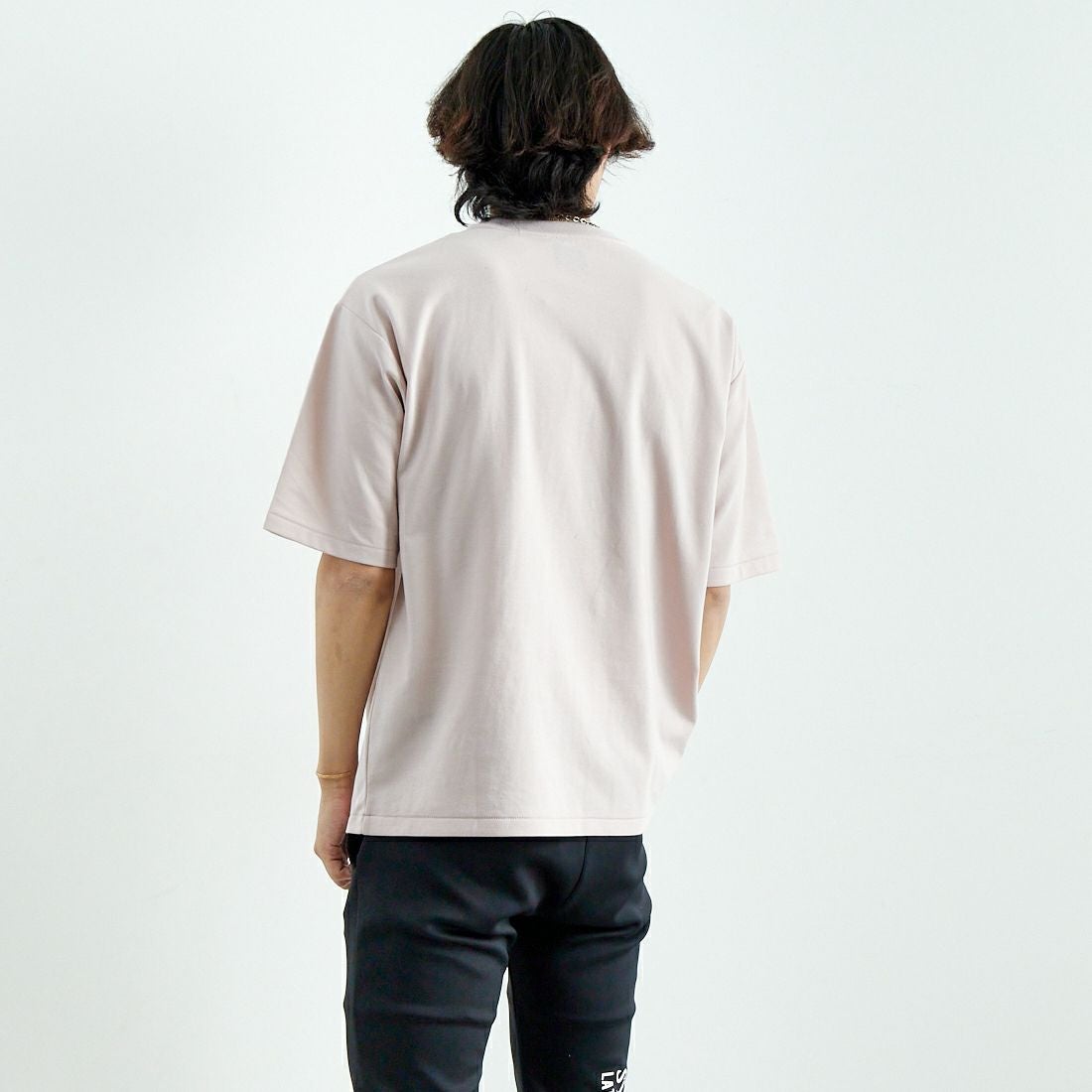 Jeans Factory Clothes [ジーンズファクトリークローズ] ポンチローマ ハーフスリーブTシャツ [JFC-252-016] D.PINK &&モデル身長：179cm 着用サイズ：L&&