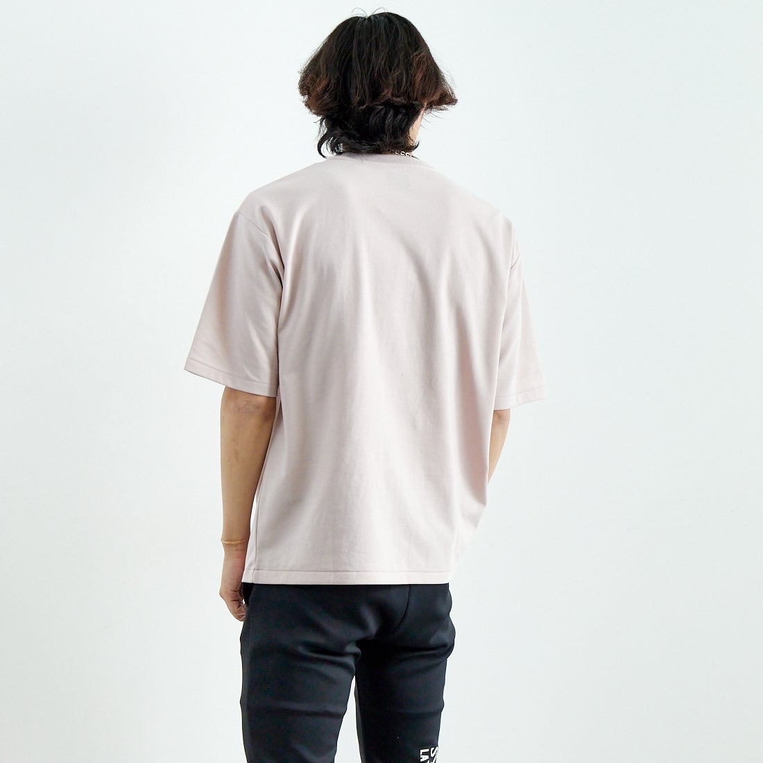 Jeans Factory Clothes [ジーンズファクトリークローズ] ポンチローマ ハーフスリーブTシャツ [JFC-252-016] D.PINK &&モデル身長：179cm 着用サイズ：L&&