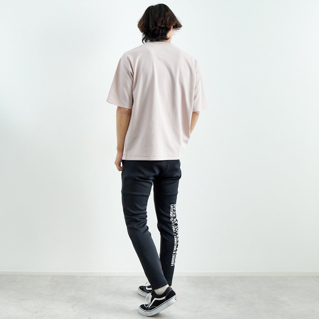 Jeans Factory Clothes [ジーンズファクトリークローズ] ポンチローマ ハーフスリーブTシャツ [JFC-252-016] D.PINK &&モデル身長：179cm 着用サイズ：L&&