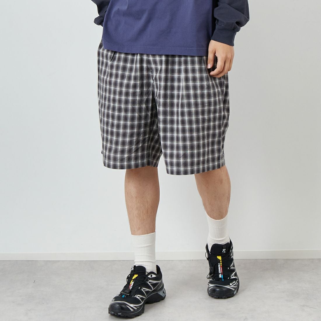 PENDLETON [ペンドルトン] 2タックショーツ [5275-0004] 75 GRAY/WH &&モデル身長：179cm 着用サイズ：L&&