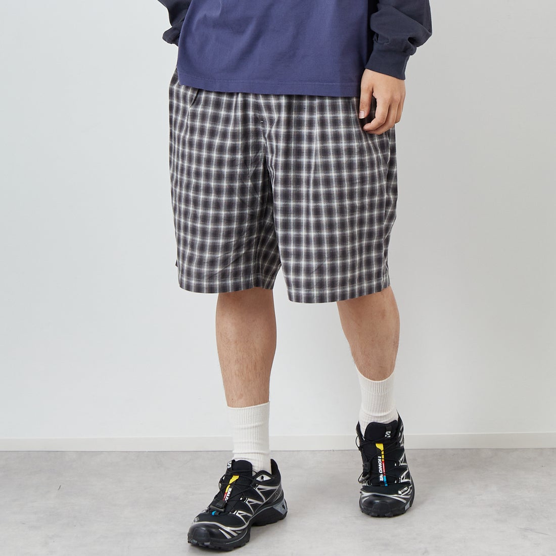 PENDLETON [ペンドルトン] 2タックショーツ [5275-0004] 75 GRAY/WH &&モデル身長：179cm 着用サイズ：L&&