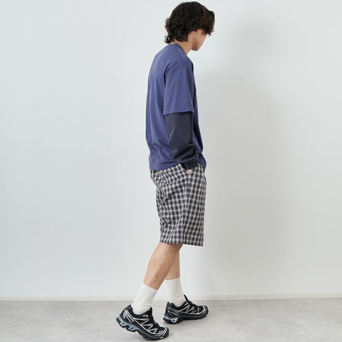 PENDLETON [ペンドルトン] 2タックショーツ [5275-0004] 75 GRAY/WH &&モデル身長：179cm 着用サイズ：L&&
