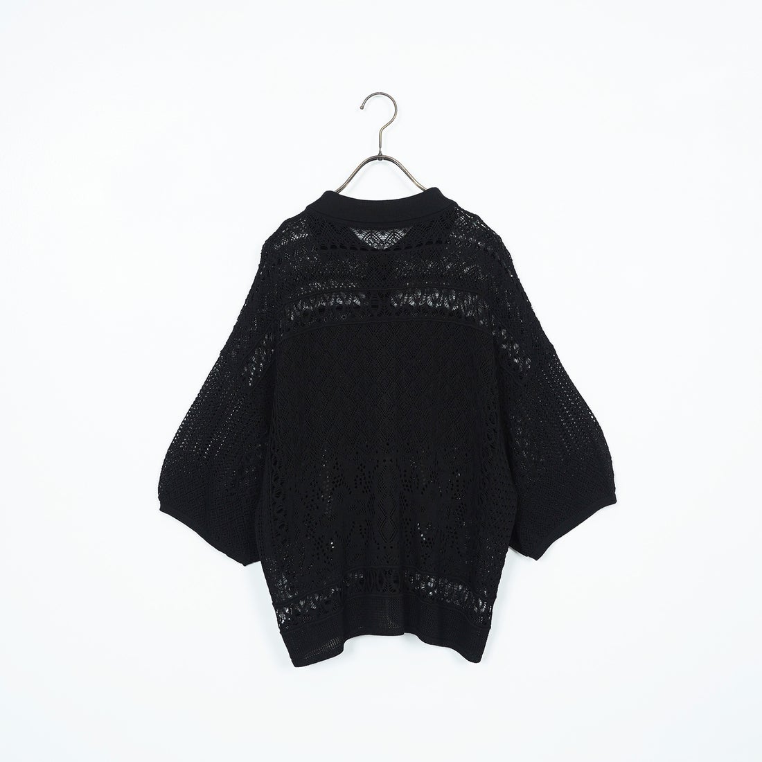 CLOCHE [クロシェ] レース編みニットシャツカーデ [51285553] ﾌﾞﾗｯｸ