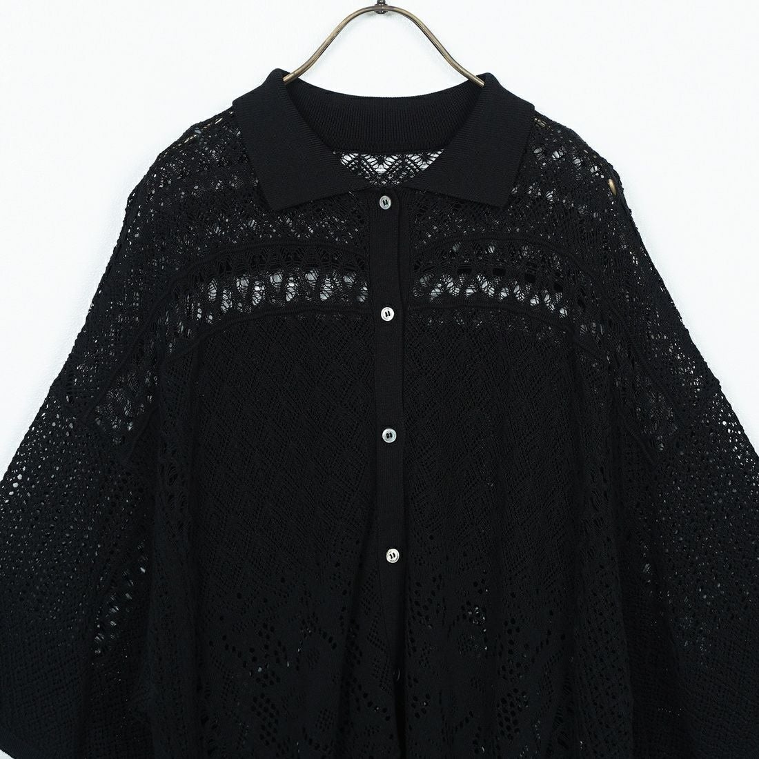CLOCHE [クロシェ] レース編みニットシャツカーデ [51285553] ﾌﾞﾗｯｸ