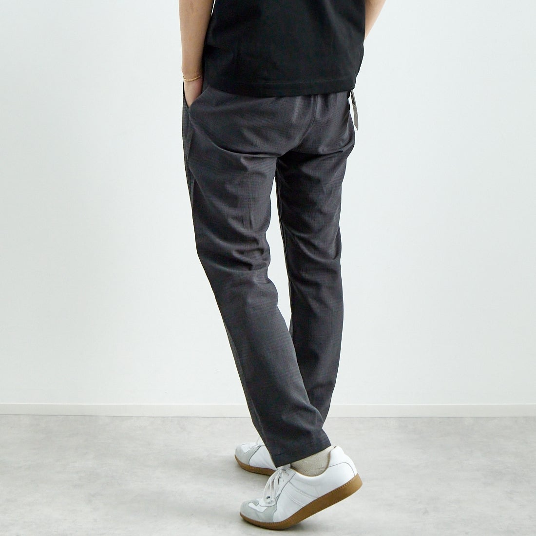 Jeans Factory Clothes [ジーンズファクトリークローズ] EVALETリランチャ1Pイージートラウザー [JFC-252-004] CHK BLK &&モデル身長：179cm 着用サイズ：L&&