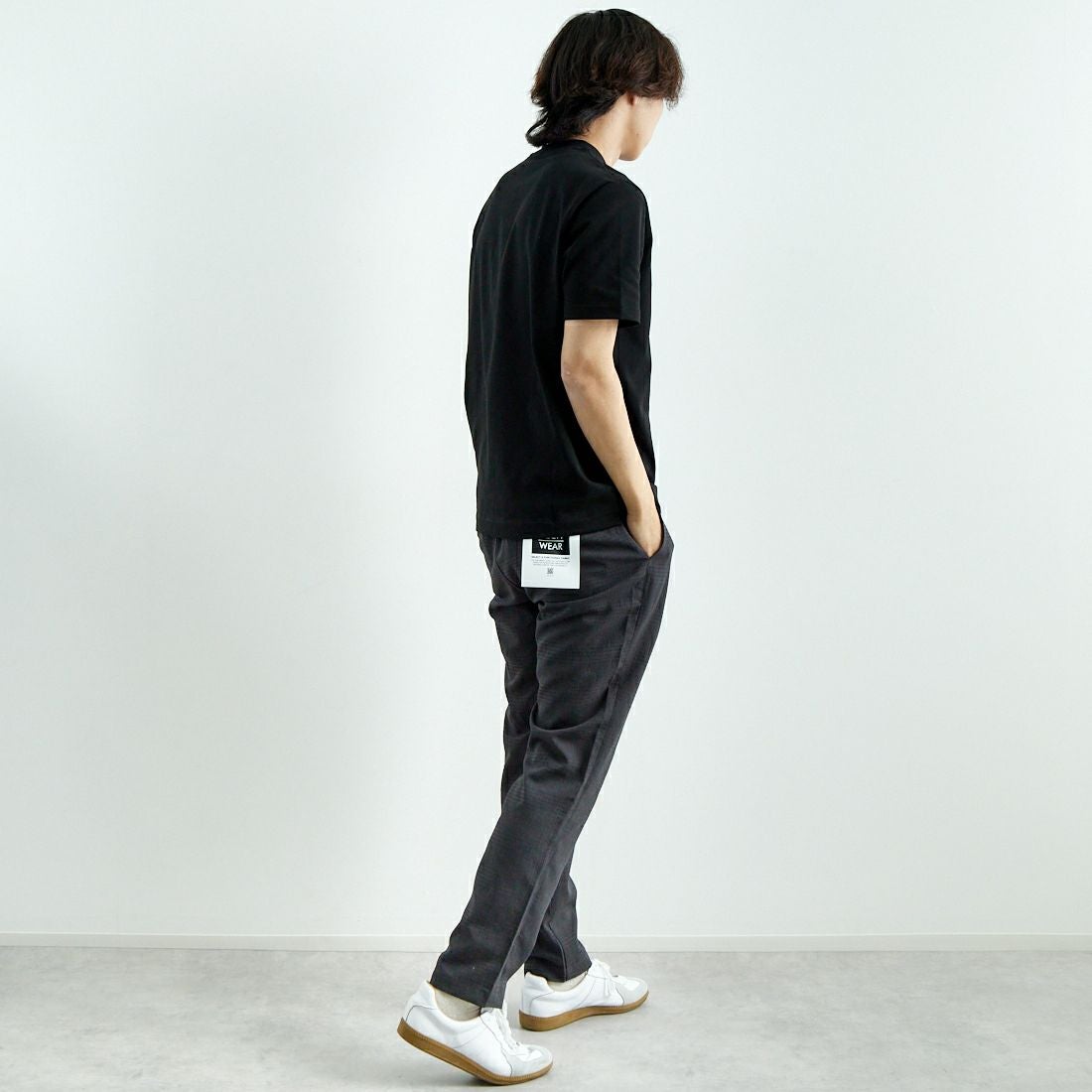 Jeans Factory Clothes [ジーンズファクトリークローズ] EVALETリランチャ1Pイージートラウザー [JFC-252-004] CHK BLK &&モデル身長：179cm 着用サイズ：L&&