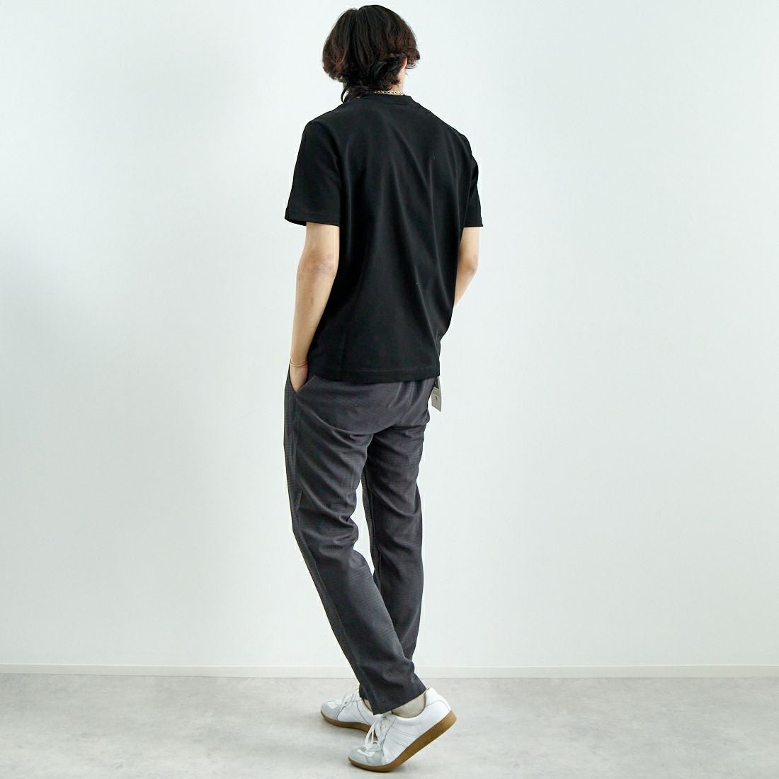 Jeans Factory Clothes [ジーンズファクトリークローズ] EVALETリランチャ1Pイージートラウザー [JFC-252-004] CHK BLK &&モデル身長：179cm 着用サイズ：L&&