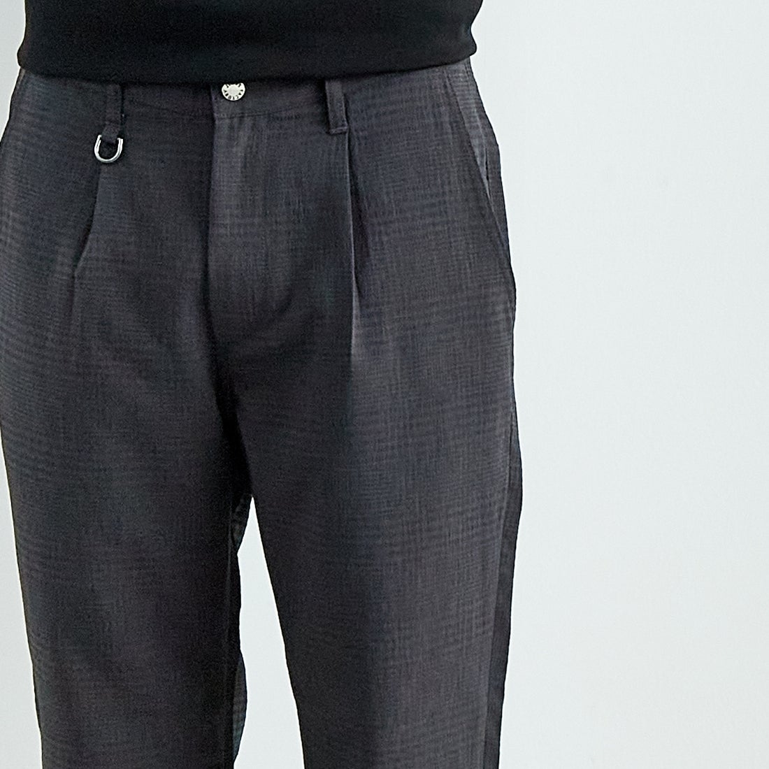 Jeans Factory Clothes [ジーンズファクトリークローズ] EVALETリランチャ1Pイージートラウザー [JFC-252-004] CHK BLK &&モデル身長：179cm 着用サイズ：L&&