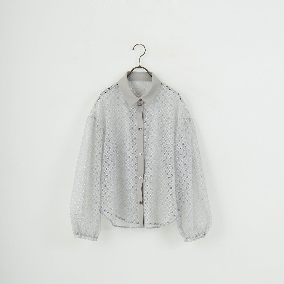 STELLA CIFFON [ステラシフォン] ジオメトリーレース刺繍シャツ [ST1-25403] 81 GRAY