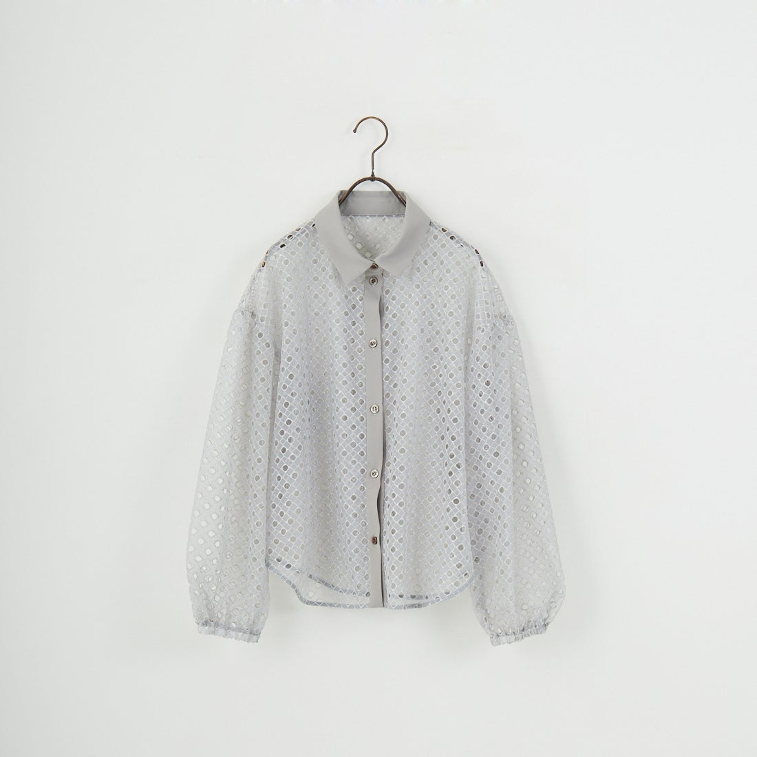 STELLA CIFFON [ステラシフォン] ジオメトリーレース刺繍シャツ [ST1-25403] 81 GRAY