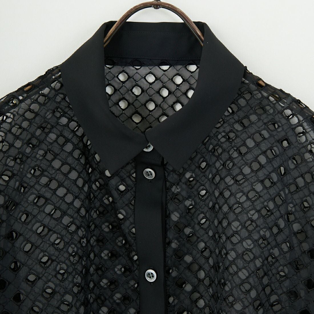 STELLA CIFFON [ステラシフォン] ジオメトリーレース刺繍シャツ [ST1-25403] 80 BLACK