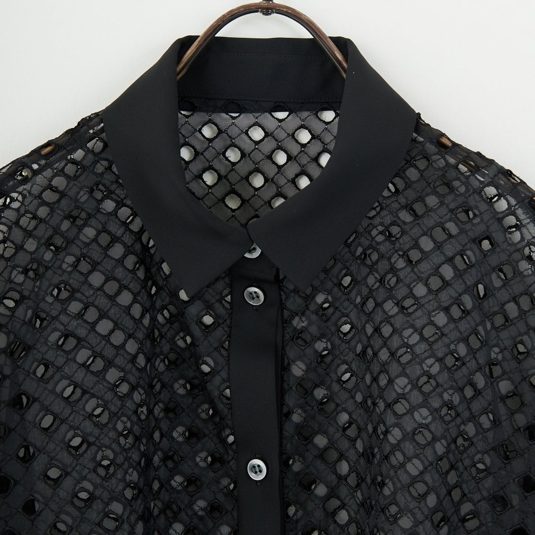 STELLA CIFFON [ステラシフォン] ジオメトリーレース刺繍シャツ [ST1-25403] 80 BLACK