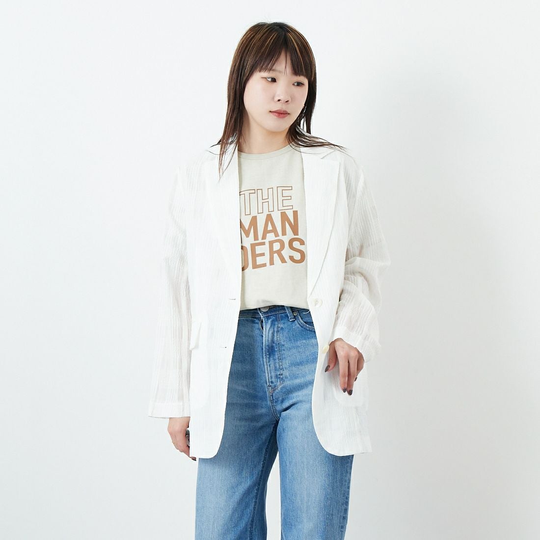 CLOCHE [クロシェ] シアーチェックジャケット [51085033] ｵﾌ &&モデル身長：167cm 着用サイズ：2&&