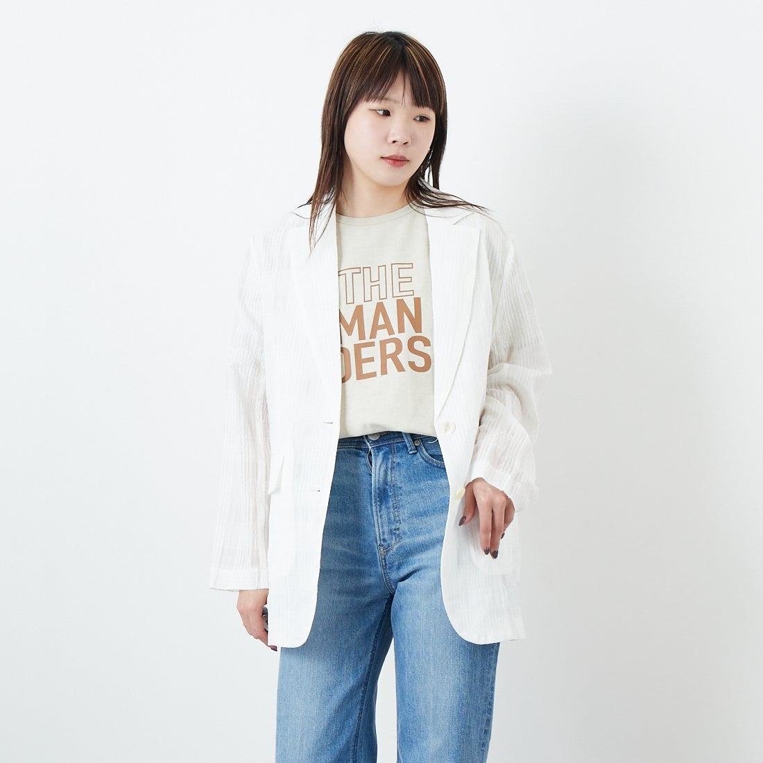 CLOCHE [クロシェ] シアーチェックジャケット [51085033] ｵﾌ &&モデル身長：167cm 着用サイズ：2&&