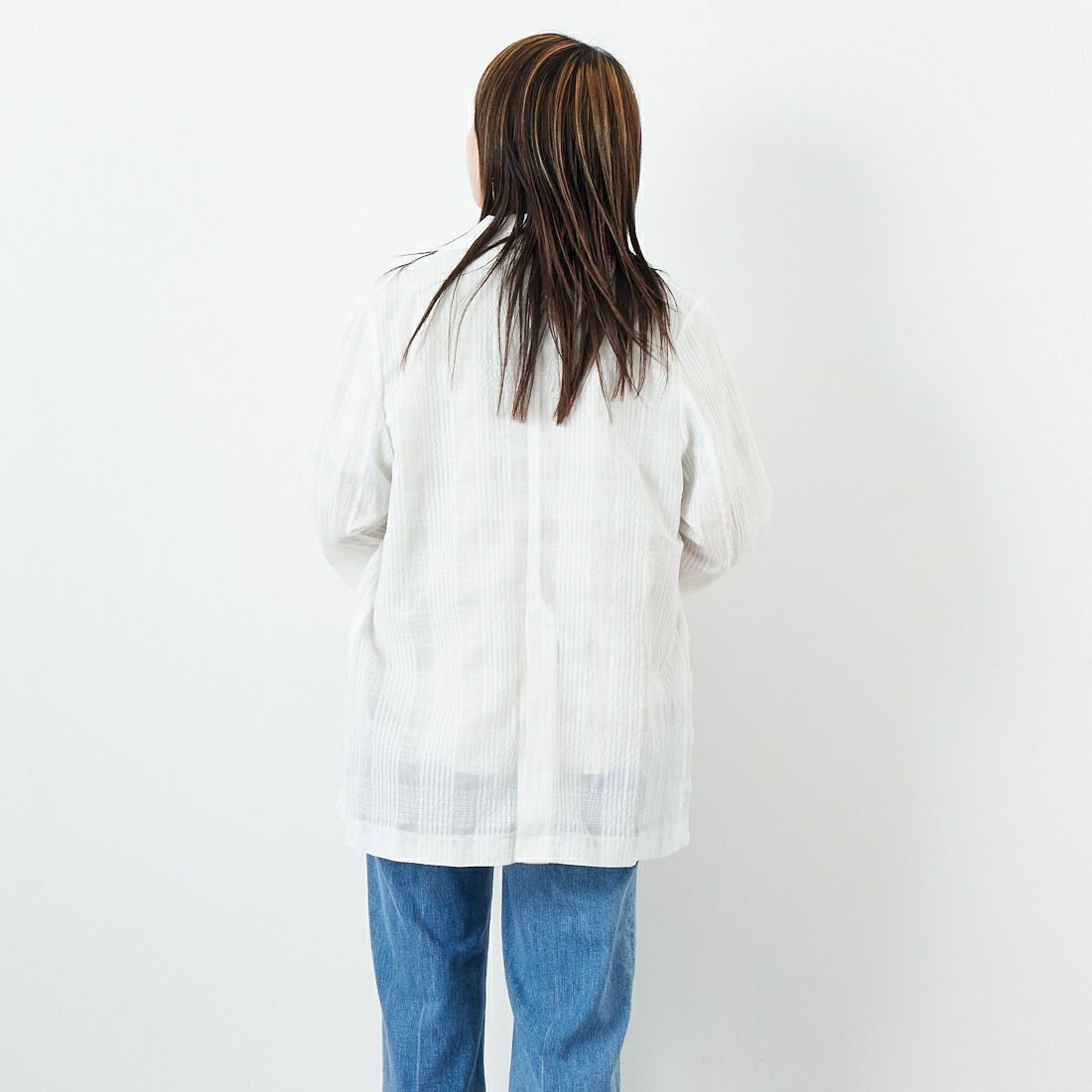 CLOCHE [クロシェ] シアーチェックジャケット [51085033] ｵﾌ &&モデル身長：167cm 着用サイズ：2&&