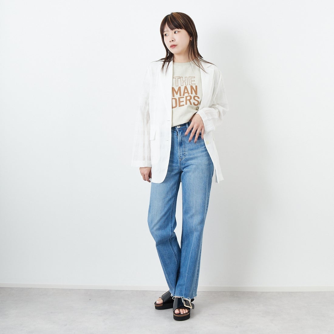 CLOCHE [クロシェ] シアーチェックジャケット [51085033] ｵﾌ &&モデル身長：167cm 着用サイズ：2&&