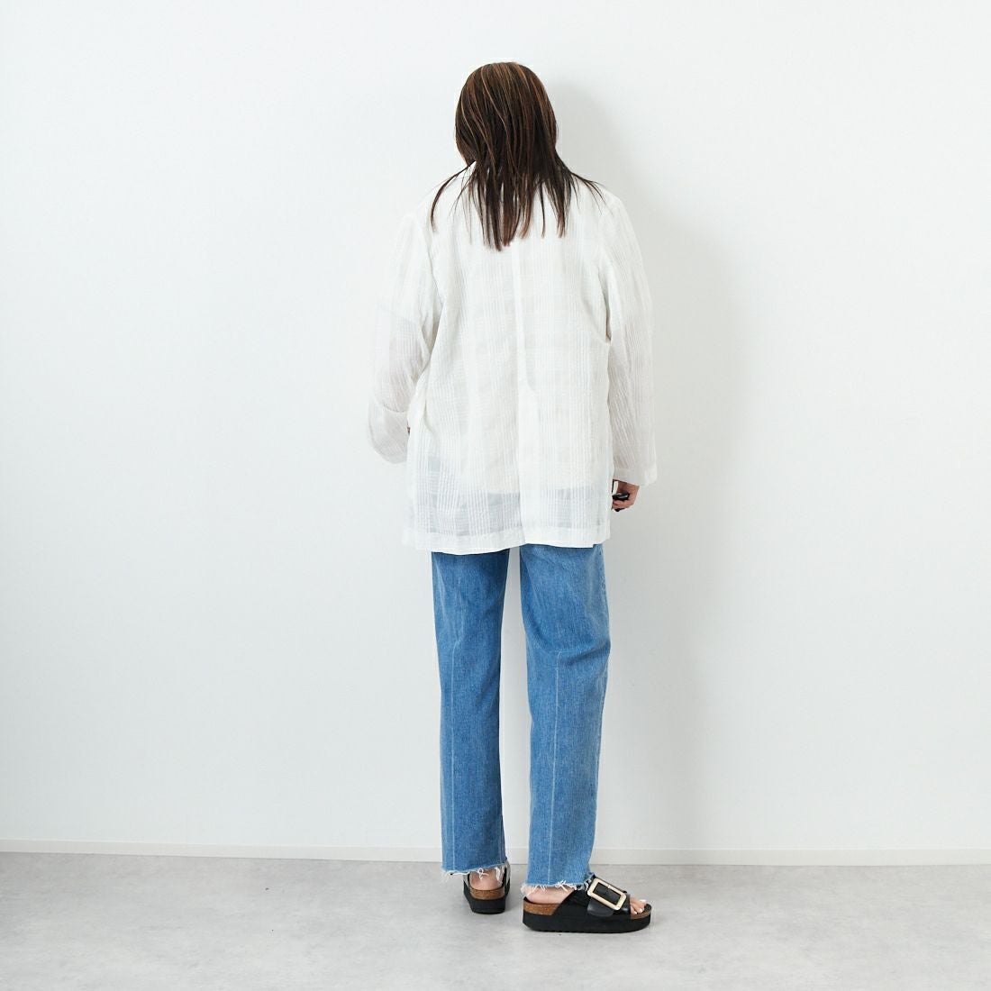 CLOCHE [クロシェ] シアーチェックジャケット [51085033] ｵﾌ &&モデル身長：167cm 着用サイズ：2&&