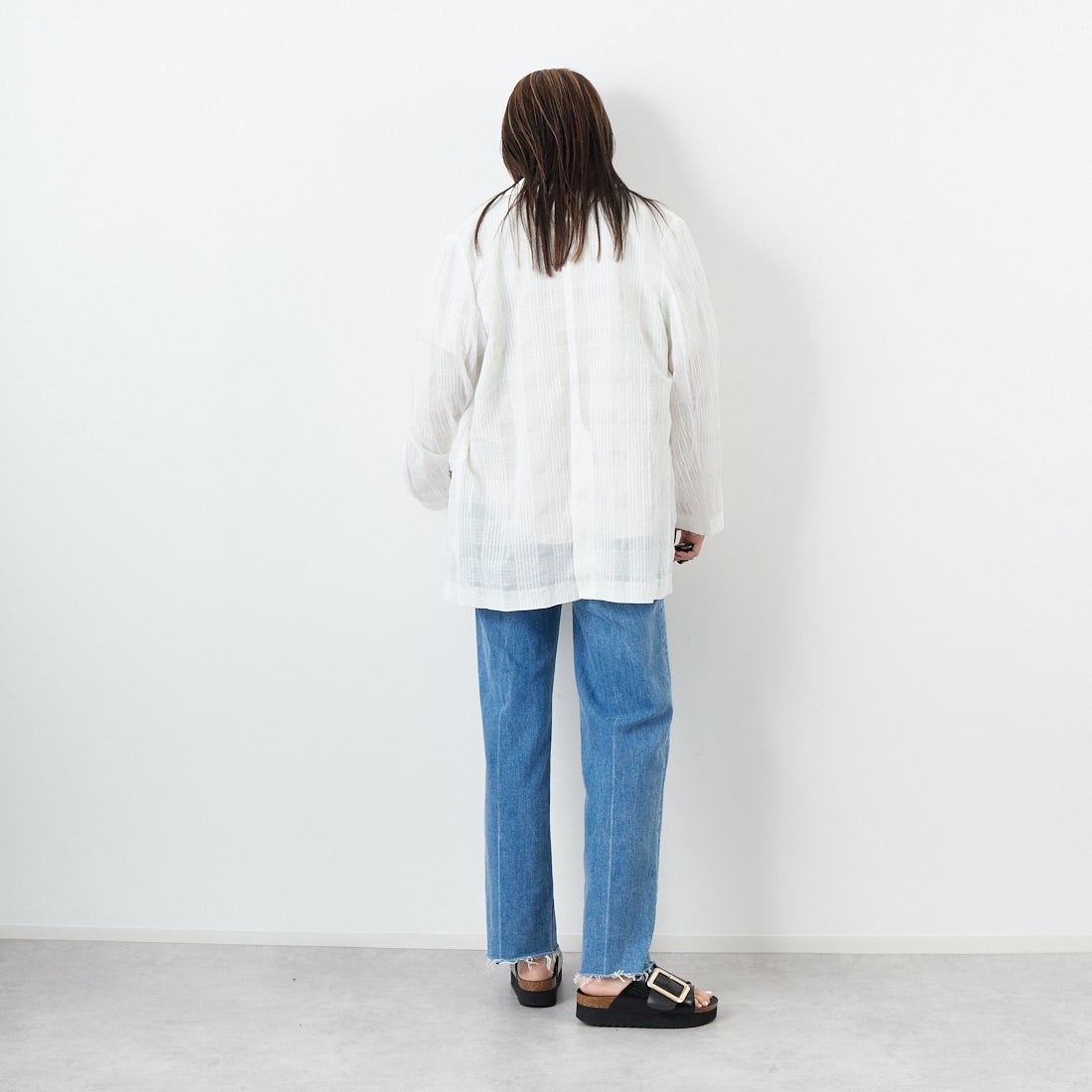 CLOCHE [クロシェ] シアーチェックジャケット [51085033] ｵﾌ &&モデル身長：167cm 着用サイズ：2&&