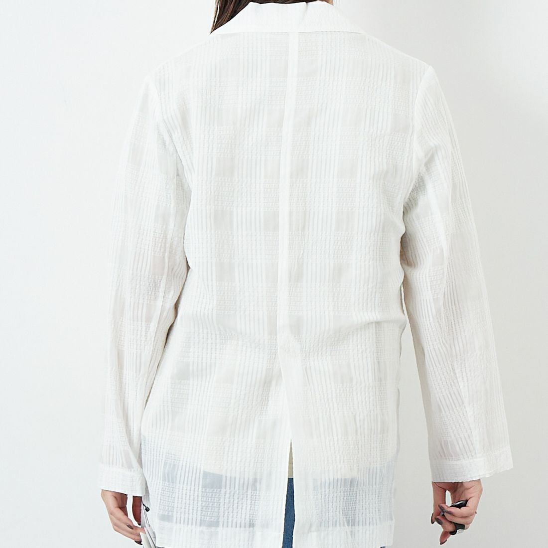 CLOCHE [クロシェ] シアーチェックジャケット [51085033] ｵﾌ &&モデル身長：167cm 着用サイズ：2&&