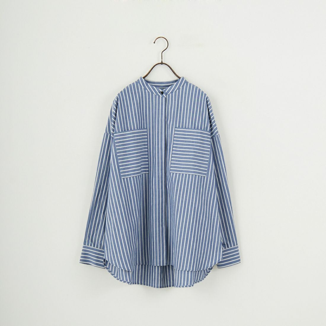 marmors [マルモア] バンドカラー ストライプブラウス [0225101029] BLUE