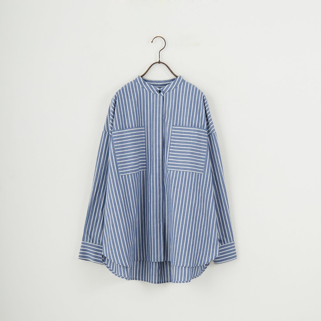 marmors [マルモア] バンドカラー ストライプブラウス [0225101029] BLUE