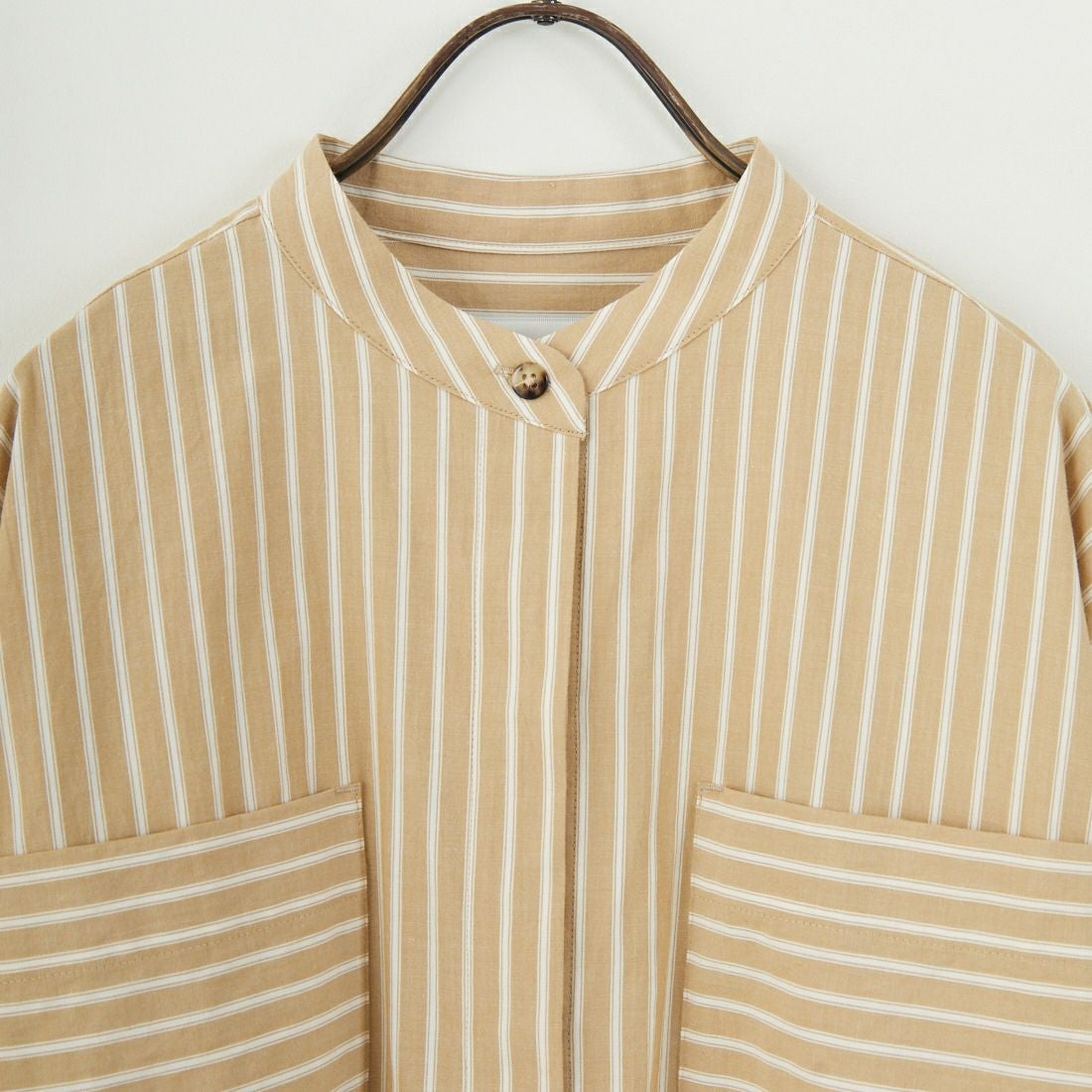 marmors [マルモア] バンドカラー ストライプブラウス [0225101029] BEIGE