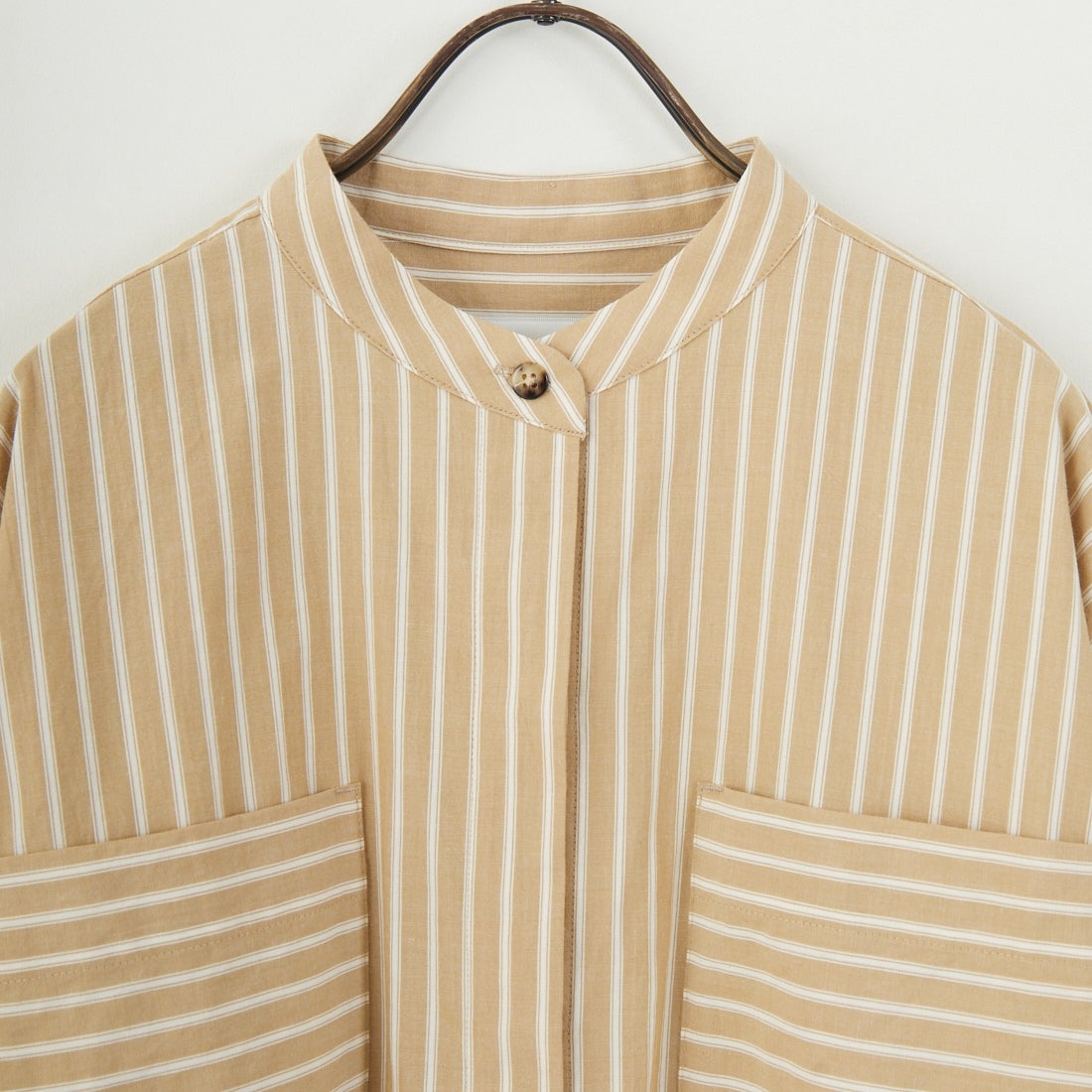 marmors [マルモア] バンドカラー ストライプブラウス [0225101029] BEIGE