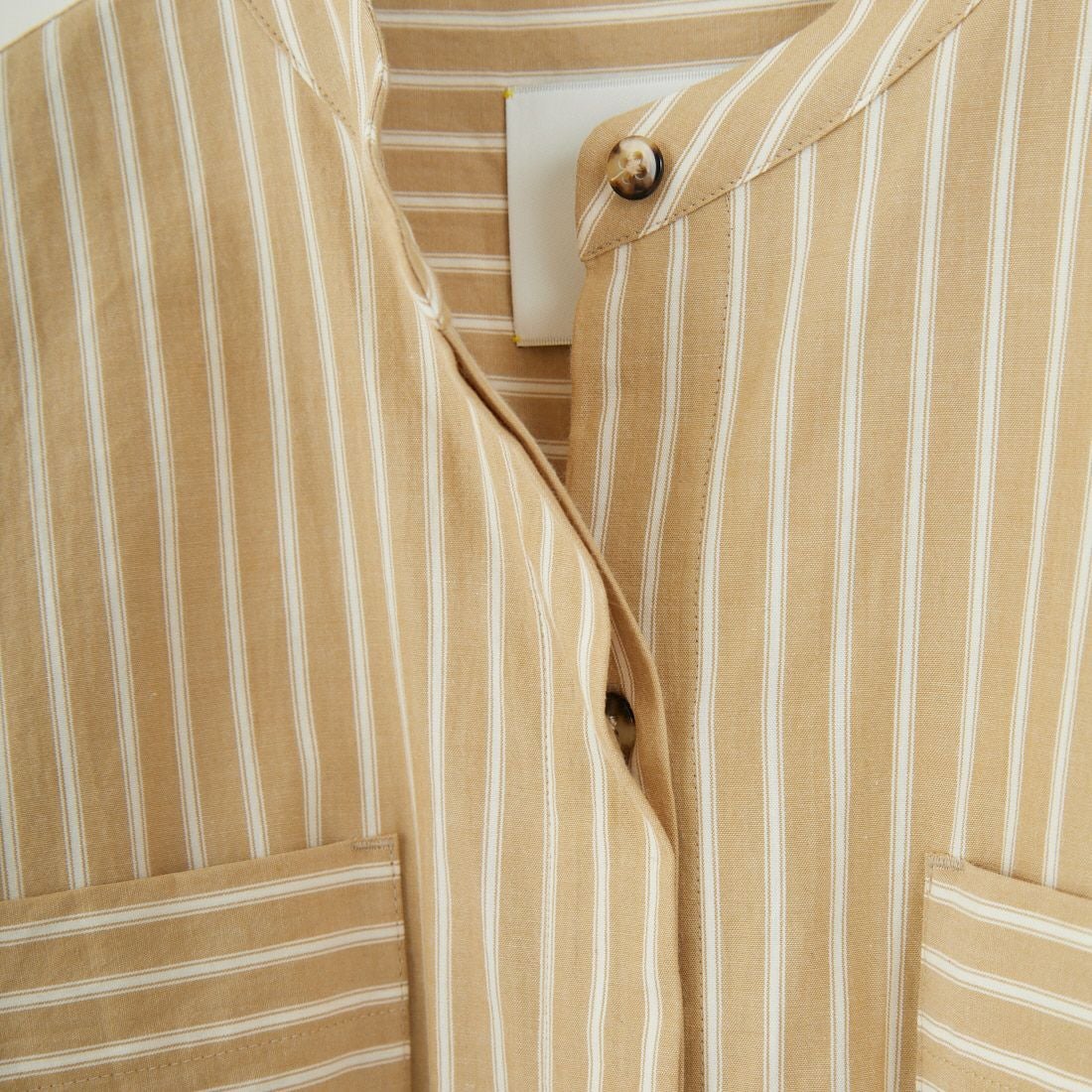 marmors [マルモア] バンドカラー ストライプブラウス [0225101029] BEIGE