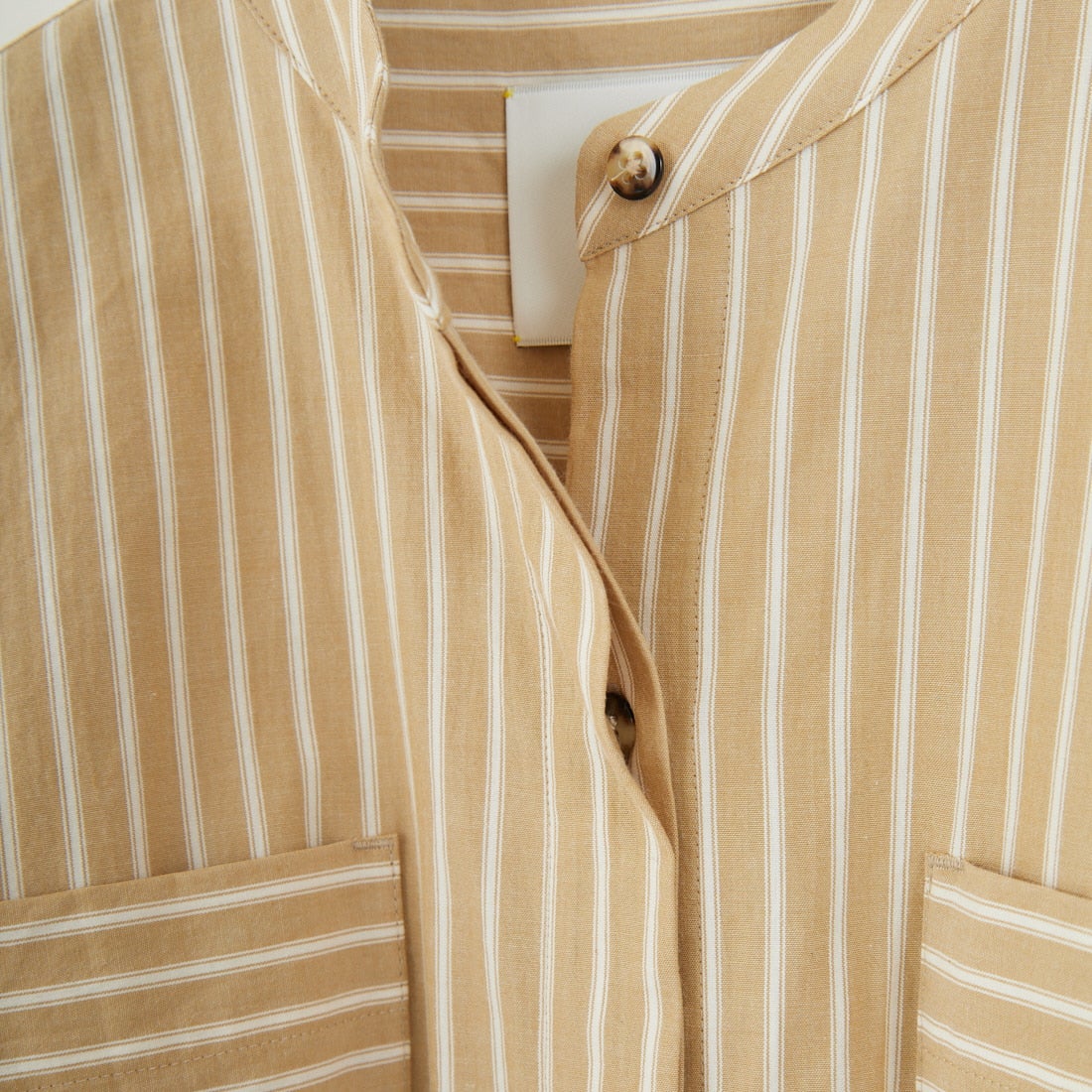 marmors [マルモア] バンドカラー ストライプブラウス [0225101029] BEIGE