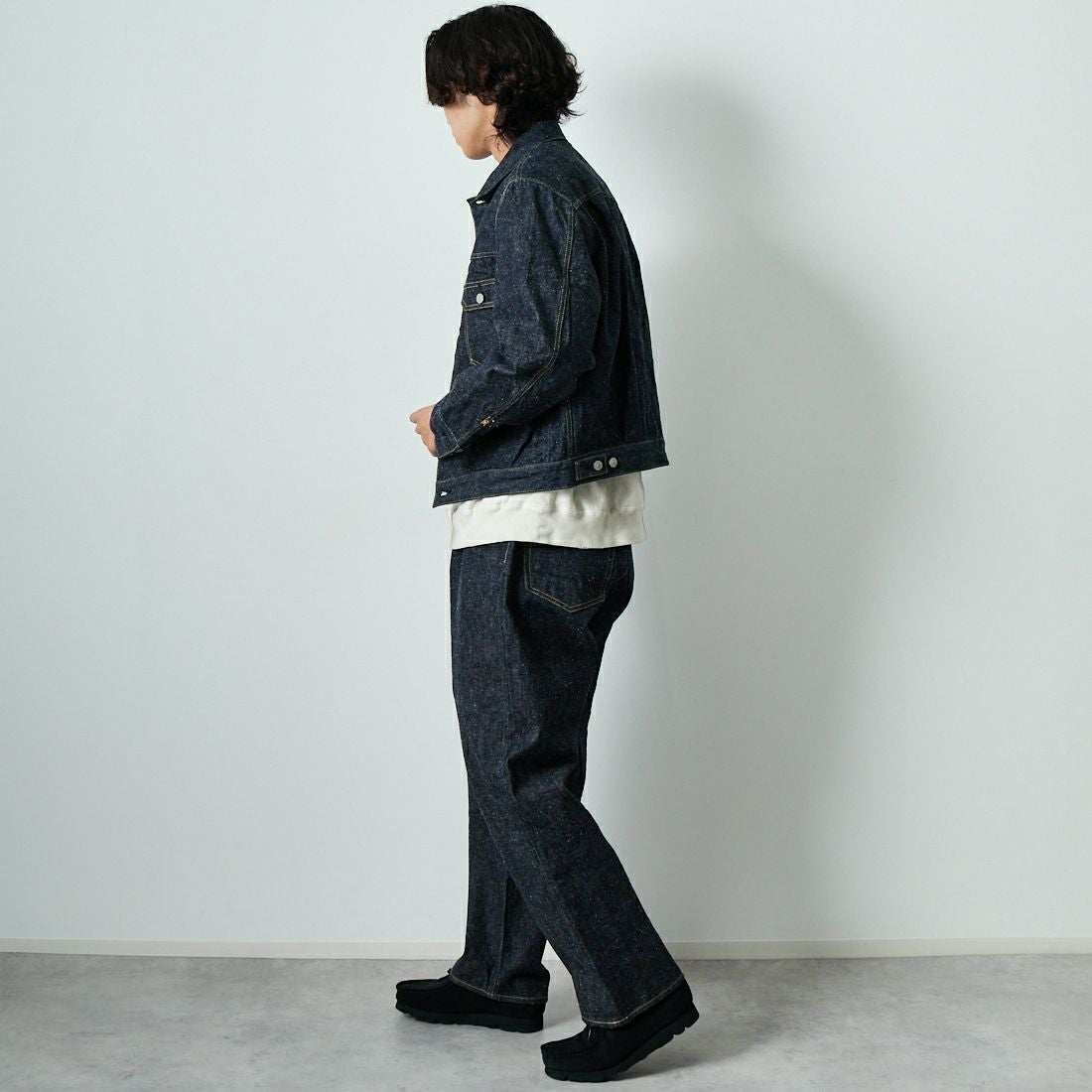 GOLD [ゴールド] 14オンス デニムジャケット [GL15674A] 128 NAVY &&モデル身長：179cm 着用サイズ：M&&