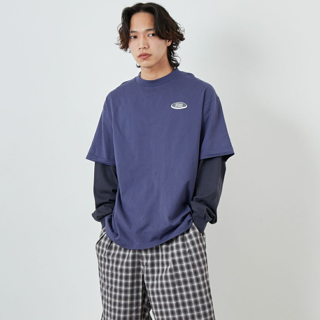 NVY/CHR&&モデル身長：179cm 着用サイズ：L&&