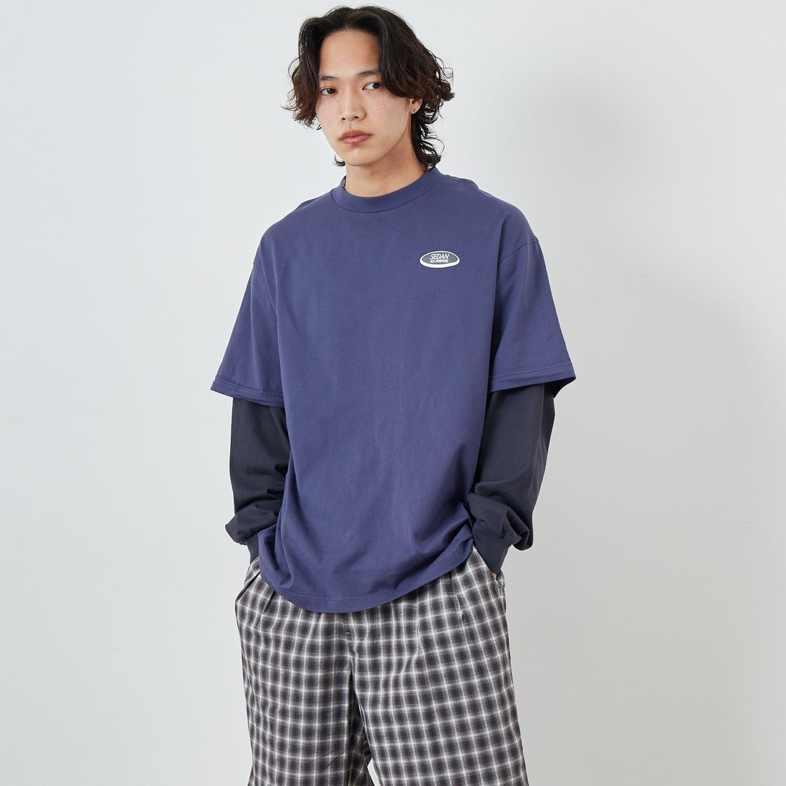 NVY/CHR&&モデル身長：179cm 着用サイズ：L&&