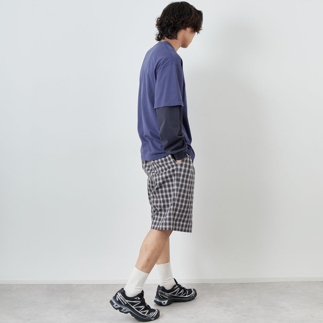 SEDAN ALL-PURPOSE [セダン オールパーパス] オーバルロゴレイヤードTシャツ [SD25S-CT04] NVY/CHR &&モデル身長：179cm 着用サイズ：L&&