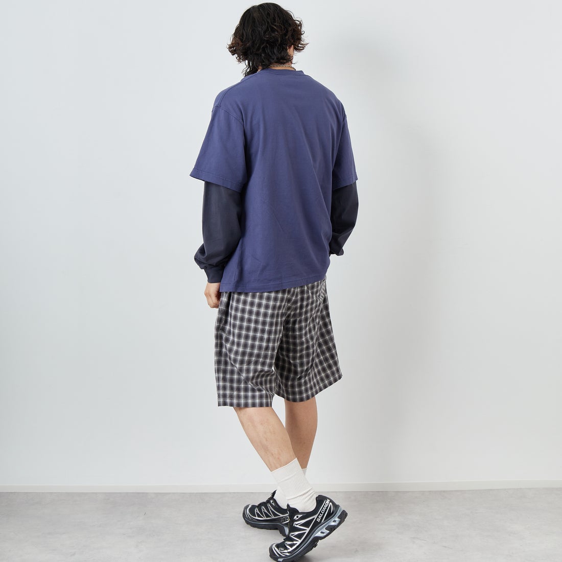 SEDAN ALL-PURPOSE [セダン オールパーパス] オーバルロゴレイヤードTシャツ [SD25S-CT04] NVY/CHR &&モデル身長：179cm 着用サイズ：L&&