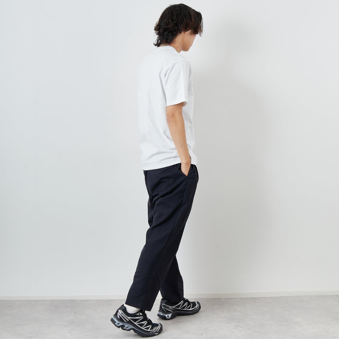 carhartt WIP [カーハートダブリューアイピー] ショートスリーブユニバーシティTシャツ [I034851] WHITE/BLAC &&モデル身長：179cm 着用サイズ：M&&