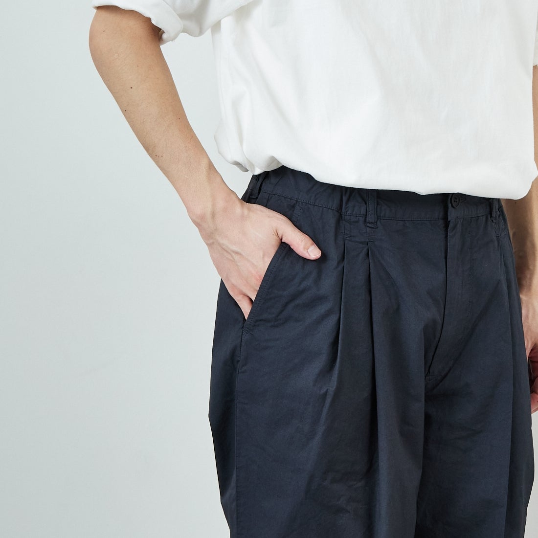 STILL BY HAND [スティルバイハンド] 別注 製品染めツータックテーパードパンツ [2501JF-EX01-JF] CHARCOAL