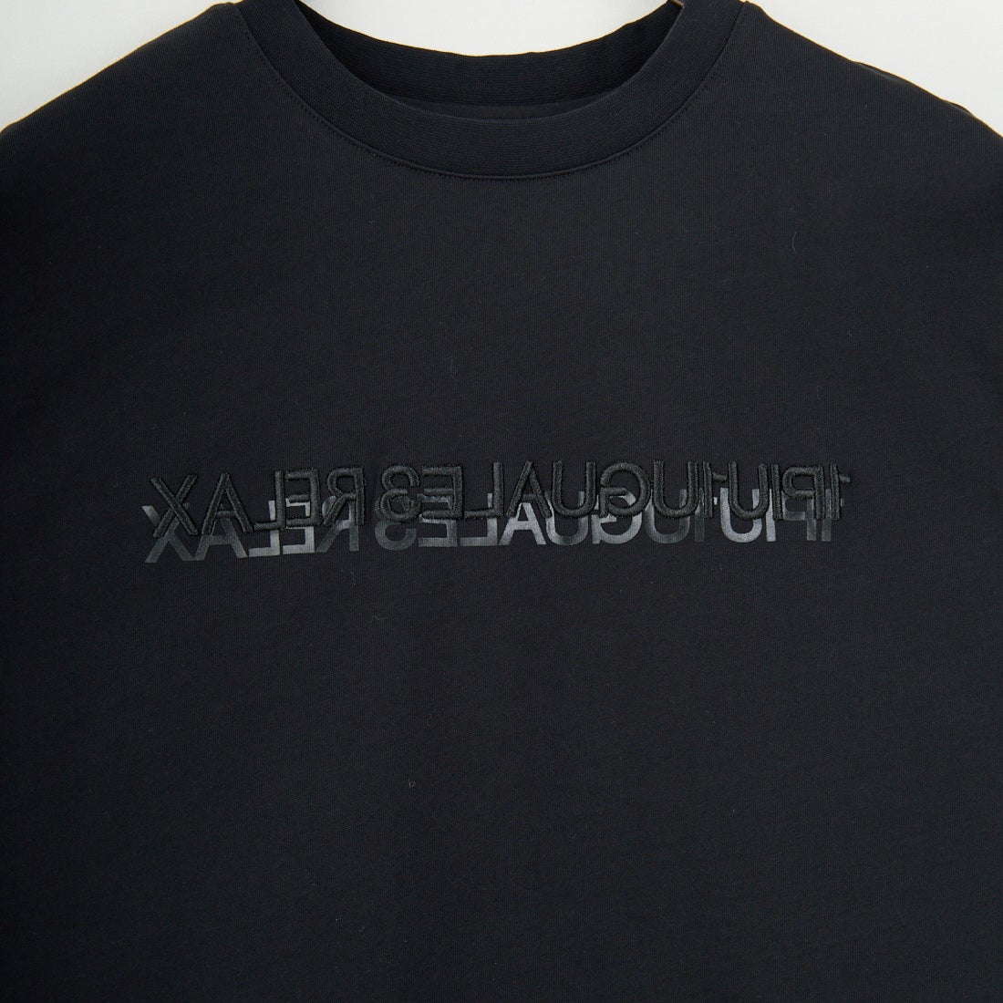 1PIU1UGUALE3 RELAX [ウノ ピゥ ウノ ウグァーレ トレ] 2重ロゴ半袖Tシャツ [UST-25079] SN90 BLACK