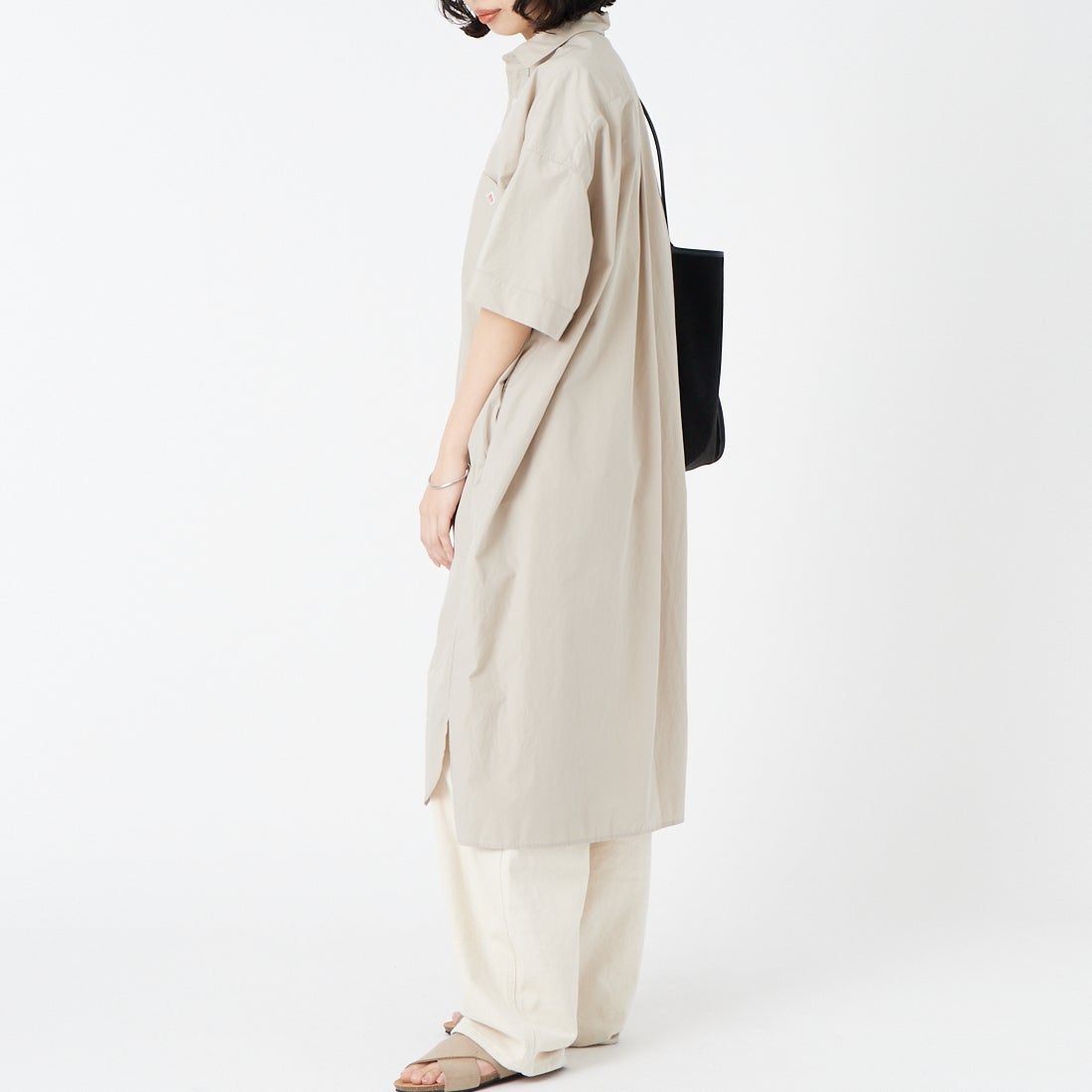 DANTON [ダントン] シャツワンピース [JD-3655CPL] GREIGE &&モデル身長：162cm 着用サイズ：36&&