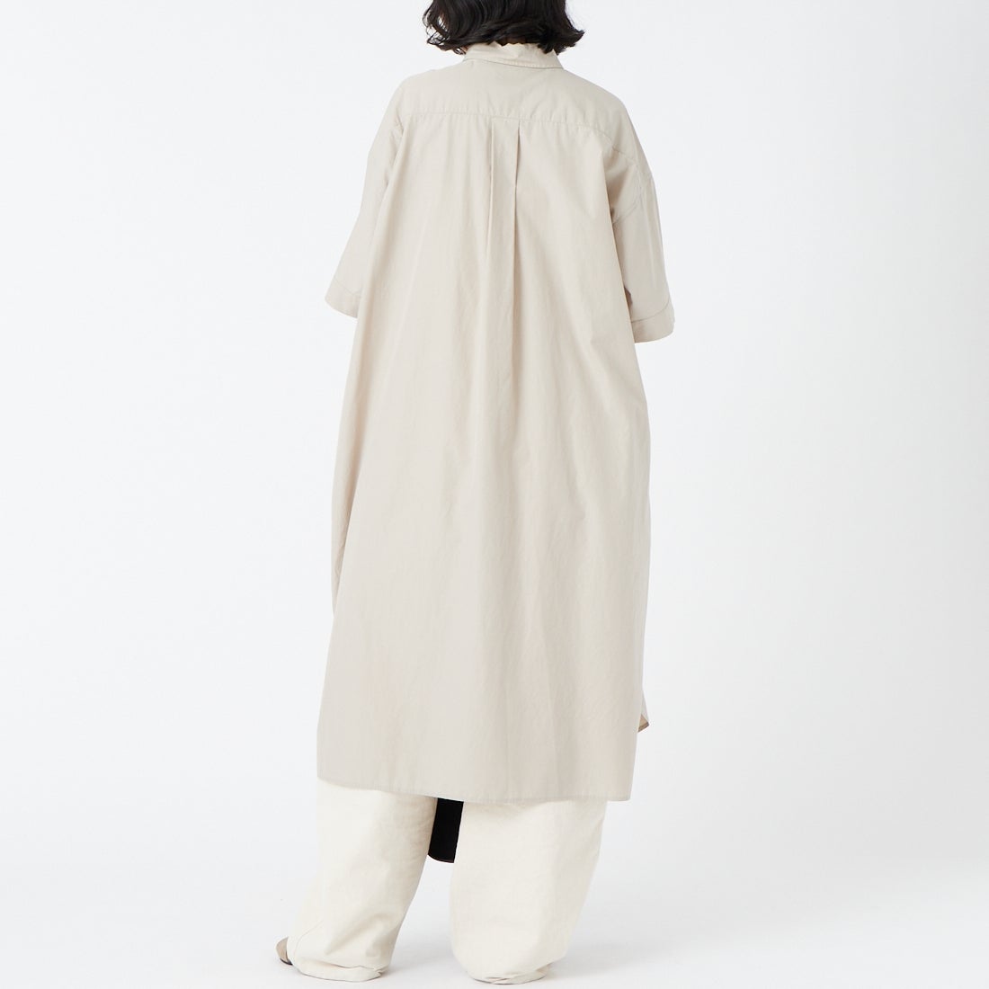 DANTON [ダントン] シャツワンピース [JD-3655CPL] GREIGE &&モデル身長：162cm 着用サイズ：36&&