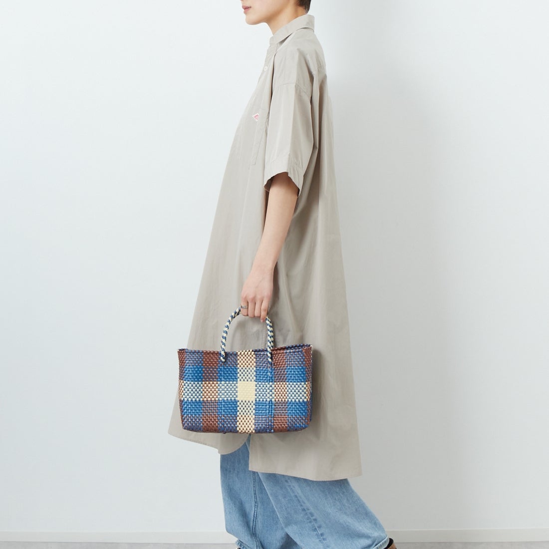 DANTON [ダントン] シャツワンピース [JD-3655CPL] GREIGE &&モデル身長：160cm 着用サイズ：36&&