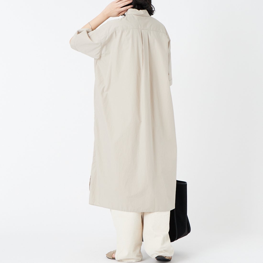 DANTON [ダントン] シャツワンピース [JD-3655CPL] GREIGE &&モデル身長：162cm 着用サイズ：36&&