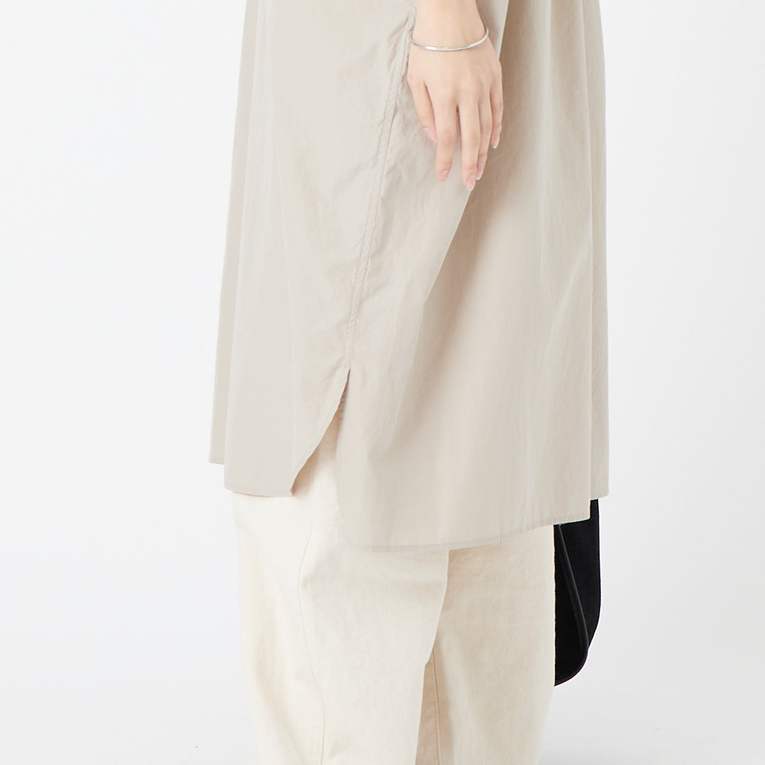 DANTON [ダントン] シャツワンピース [JD-3655CPL] GREIGE &&モデル身長：162cm 着用サイズ：36&&