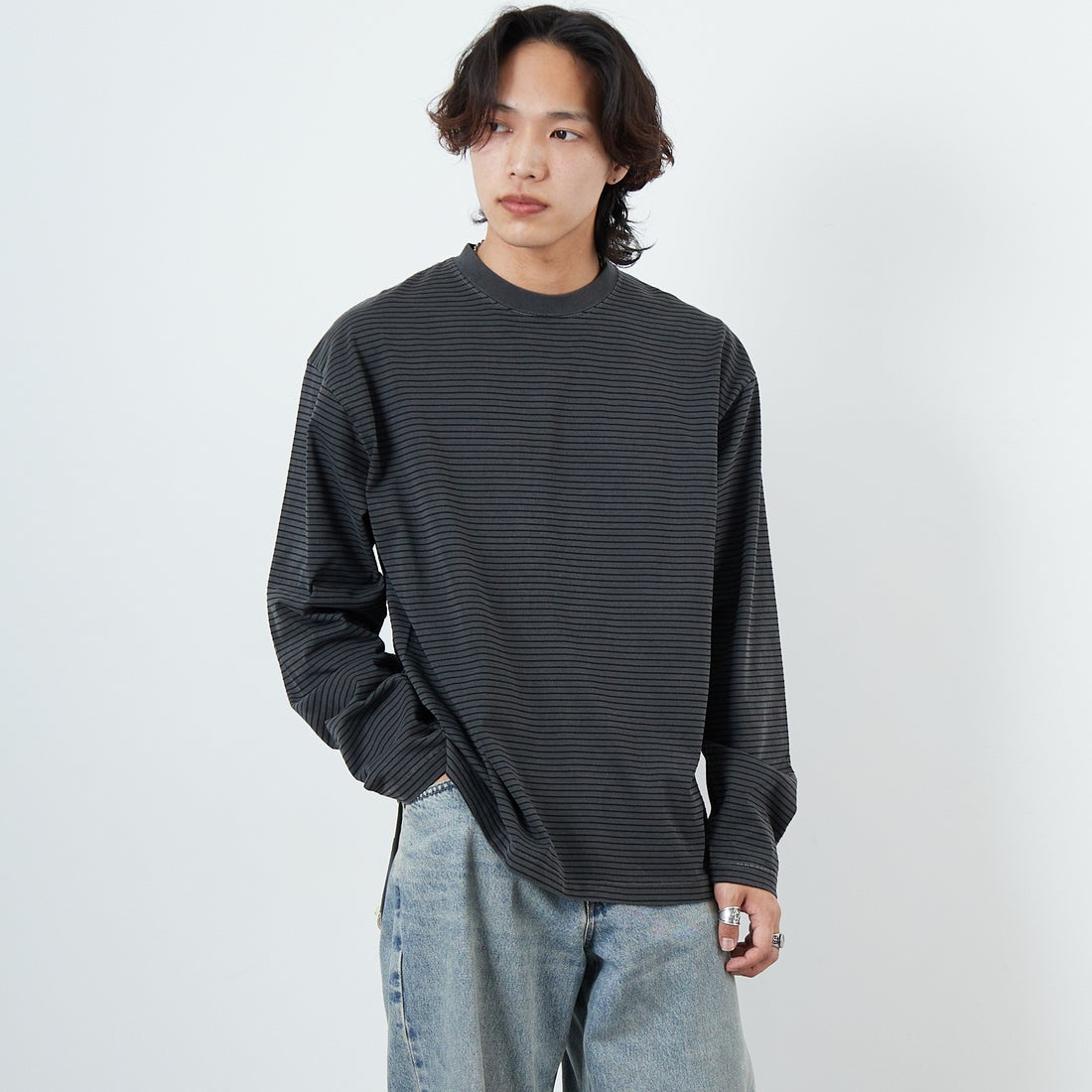 Health knit [ヘルスニット] クルーネック ロングスリーブ ボーダーT