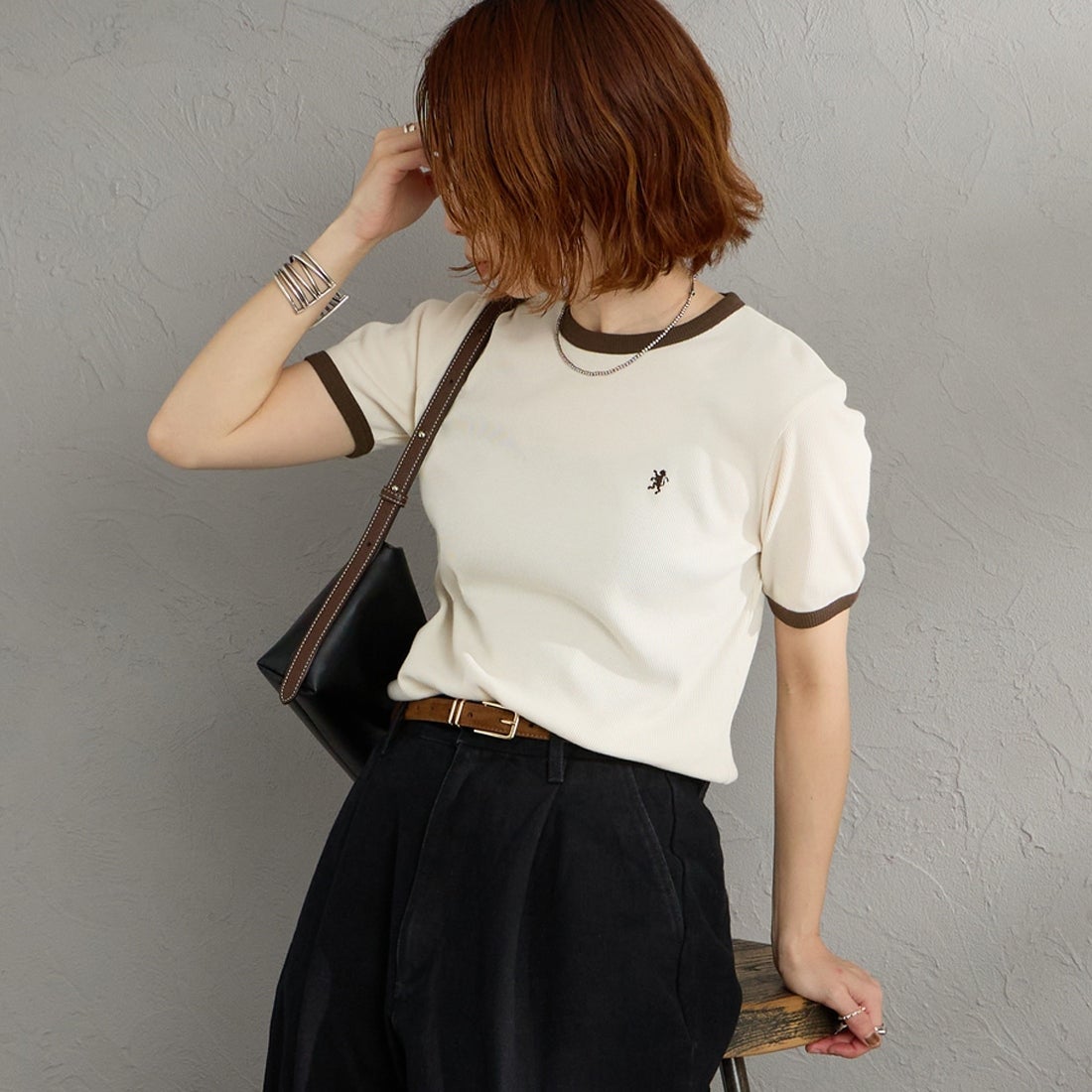 Gymphlex [ジムフレックス] クルーネックリンガーTシャツ [GY-C0326VRL