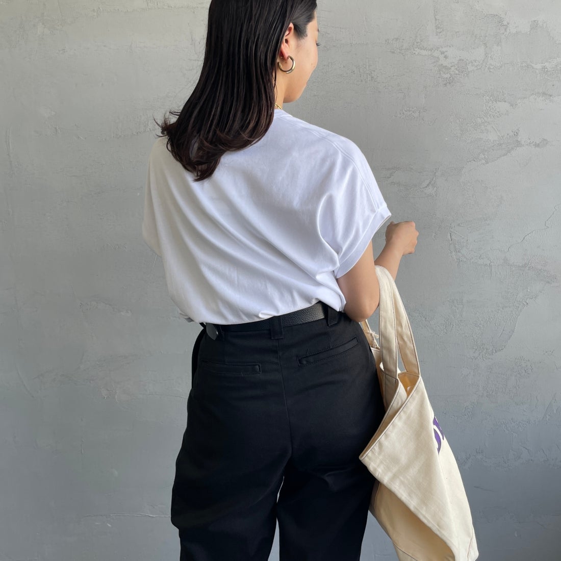 Gymphlex [ジムフレックス] クルーネックフレンチスリーブプルオーバー [GY-C0361FLK] WHITE &&モデル身長：163cm 着用サイズ：14&&